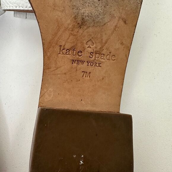 Kate Spade Brie White Leather Fringe Slide Sandal Size 7 - Picture 12 of 12